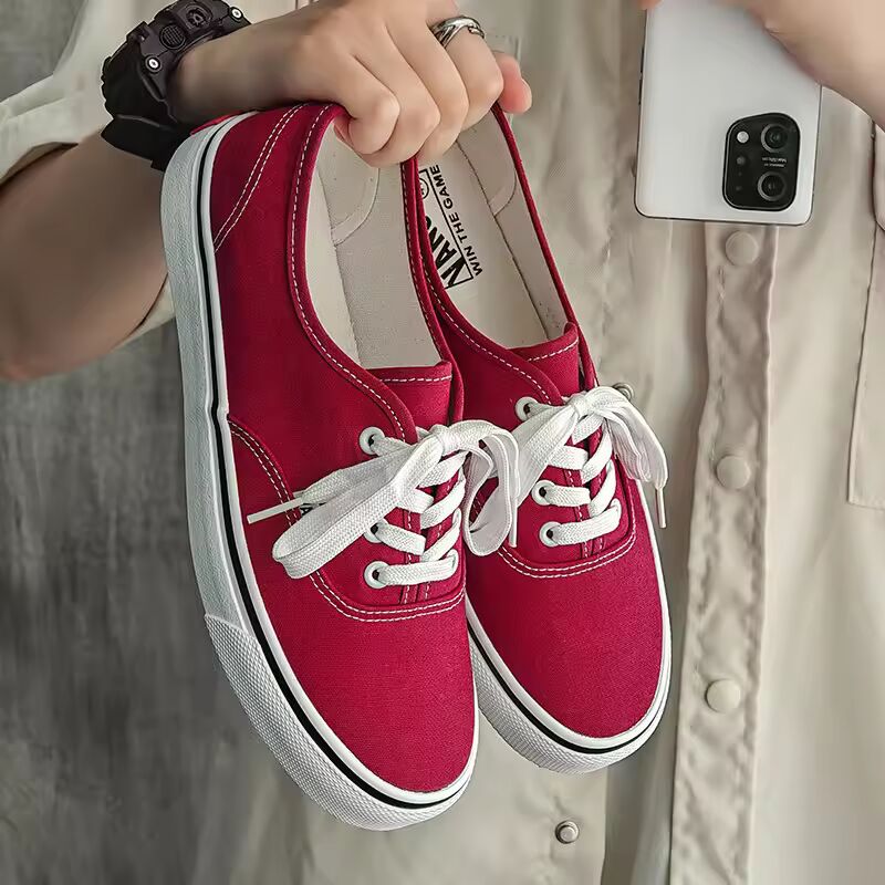 Men's Shoes Casual Flats Canvas Sneakers Women Outdoor Solid Color Shallow Sports Shoes Tennis Footwear Lace Up Vulcanize Shoes